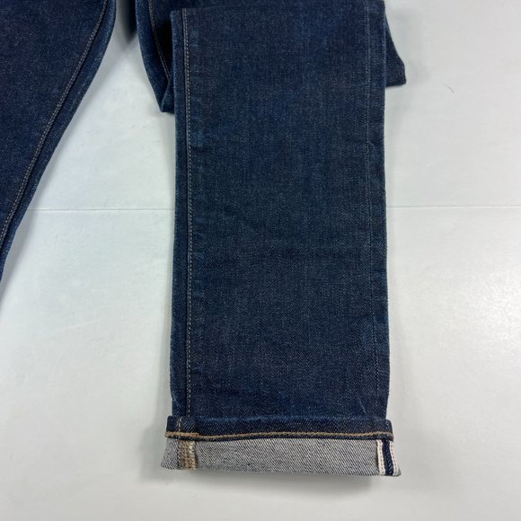 Uniqlo Jean Mens 31x30* Slim Straight Selvedge Kaihara Dark Blue Denim Tag 31x32 - Picture 3 of 16